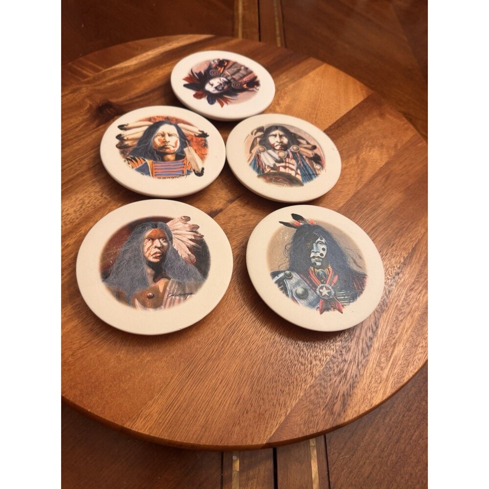 UNBRANDED  NATIVE AMERICANS Stopper Coaster Set Of  FIVE